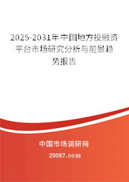 2025-2031年中国地方投融资平台市场研究分析与前景趋势报告 2025-2031年中国地方投融资平台市场研究分析与前景趋势报告