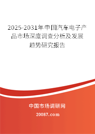 2025-2031年中国汽车电子产品市场深度调查分析及发展趋势研究报告