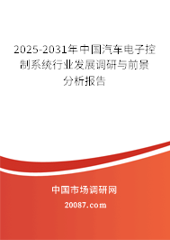 2025-2031年中国汽车电子控制系统行业发展调研与前景分析报告