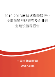 2010-2013年碱式碳酸镁行业投资前景战略研究及企业规划建设指导报告 2010-2013年碱式碳酸镁行业投资前景战略研究及企业规划建设指导报告