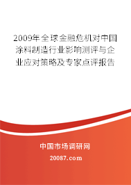 2009年全球金融危机对中国涂料制造行业影响测评与企业应对策略及专家点评报告