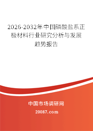2026-2032年中国磷酸盐系正极材料行业研究分析与发展趋势报告 2026-2032年中国磷酸盐系正极材料行业研究分析与发展趋势报告