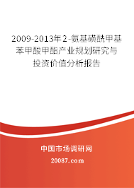 2009-2013年2-氨基磺酰甲基苯甲酸甲酯产业规划研究与投资价值分析报告