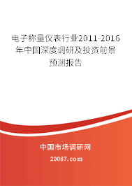 电子称量仪表行业2011-2016年中国深度调研及投资前景预测报告 电子称量仪表行业2011-2016年中国深度调研及投资前景预测报告