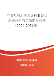 中国孔隙水压力计行业现状调研分析与市场前景预测（2025-2031年）