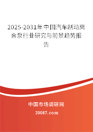 2025-2031年中国汽车制动离合泵行业研究与前景趋势报告 2025-2031年中国汽车制动离合泵行业研究与前景趋势报告