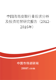 中国海南皮鞋行业现状分析及投资前景研究报告(2012-2016年) 中国海南皮鞋行业现状分析及投资前景研究报告(2012-2016年)