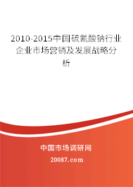 2010-2015中国硫氰酸钠行业企业市场营销及发展战略分析 2010-2015中国硫氰酸钠行业企业市场营销及发展战略分析