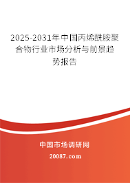 2025-2031年中国丙烯酰胺聚合物行业市场分析与前景趋势报告 2025-2031年中国丙烯酰胺聚合物行业市场分析与前景趋势报告
