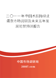 二〇一一年中国术后持续止痛泵市场调研及未来五年发展前景预测报告