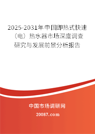 2025-2031年中国即热式快速（电）热水器市场深度调查研究与发展前景分析报告