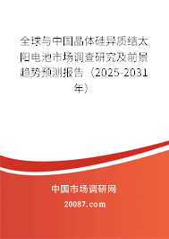 全球与中国晶体硅异质结太阳电池市场调查研究及前景趋势预测报告（2025-2031年）