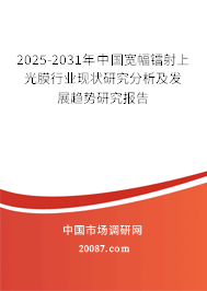 2025-2031年中国宽幅镭射上光膜行业现状研究分析及发展趋势研究报告 2025-2031年中国宽幅镭射上光膜行业现状研究分析及发展趋势研究报告