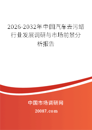 2026-2032年中国汽车去污蜡行业发展调研与市场前景分析报告
