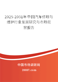 2025-2031年中国汽车修理与维护行业发展研究与市场前景报告 2025-2031年中国汽车修理与维护行业发展研究与市场前景报告