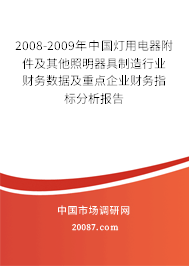 2008-2009年中国灯用电器附件及其他照明器具制造行业财务数据及重点企业财务指标分析报告