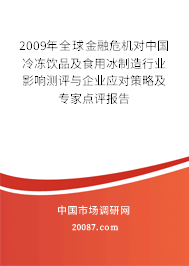 2009年全球金融危机对中国冷冻饮品及食用冰制造行业影响测评与企业应对策略及专家点评报告