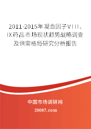 2011-2015年凝血因子VIII、IX药品市场现状趋势战略调查及供需格局研究分析报告
