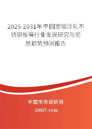 2025-2031年中国宽幅冷轧不锈钢板带行业发展研究与前景趋势预测报告