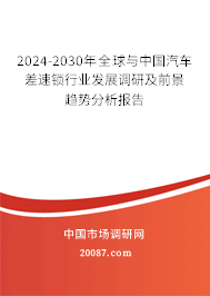 2024-2030年全球与中国汽车差速锁行业发展调研及前景趋势分析报告