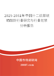 2025-2031年中国十二烷基琥珀酸酐行业研究与行业前景分析报告 2025-2031年中国十二烷基琥珀酸酐行业研究与行业前景分析报告