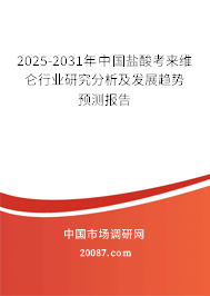 2025-2031年中国盐酸考来维仑行业研究分析及发展趋势预测报告 2025-2031年中国盐酸考来维仑行业研究分析及发展趋势预测报告