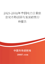 2025-2031年中国电力企业信息化市场调研与发展趋势分析报告