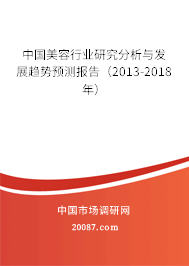 中国美容行业研究分析与发展趋势预测报告（2013-2018年）