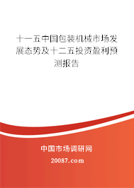 十一五中国包装机械市场发展态势及十二五投资盈利预测报告