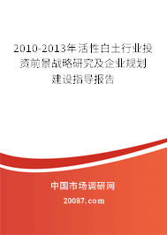 2010-2013年活性白土行业投资前景战略研究及企业规划建设指导报告