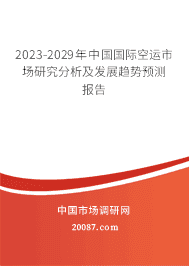 2023-2029年中国国际空运市场研究分析及发展趋势预测报告 2023-2029年中国国际空运市场研究分析及发展趋势预测报告