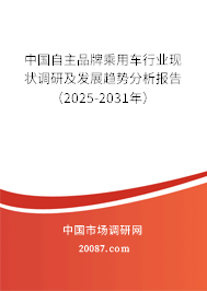 中国自主品牌乘用车行业现状调研及发展趋势分析报告（2025-2031年）