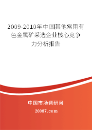 2009-2010年中国其他常用有色金属矿采选企业核心竞争力分析报告 2009-2010年中国其他常用有色金属矿采选企业核心竞争力分析报告