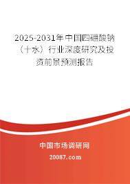 2025-2031年中国四硼酸钠(十水)行业深度研究及投资前景预测报告 2025-2031年中国四硼酸钠(十水)行业深度研究及投资前景预测报告
