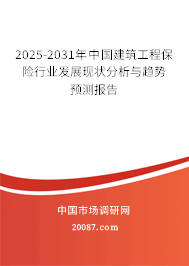 2025-2031年中国建筑工程保险行业发展现状分析与趋势预测报告 2025-2031年中国建筑工程保险行业发展现状分析与趋势预测报告