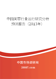 中国美容行业运行研究分析预测报告(2013年) 中国美容行业运行研究分析预测报告(2013年)