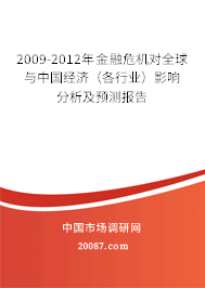 2009-2012年金融危机对全球与中国经济（各行业）影响分析及预测报告