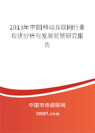 2013年中国移动互联网行业现状分析与发展前景研究报告
