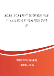 2025-2031年中国锂固态电池行业现状分析与发展趋势预测 2025-2031年中国锂固态电池行业现状分析与发展趋势预测