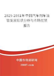 2025-2031年中国汽车刹车油管发展现状分析与市场前景报告