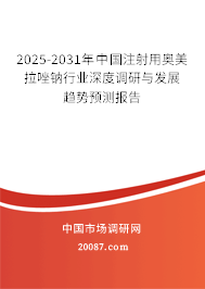 2025-2031年中国注射用奥美拉唑钠行业深度调研与发展趋势预测报告 2025-2031年中国注射用奥美拉唑钠行业深度调研与发展趋势预测报告