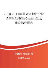 2010-2013年桑叶多糖行业投资前景战略研究及企业规划建设指导报告
