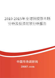 2010-2015年全球隔膜泵市场分析及投资前景分析报告 2010-2015年全球隔膜泵市场分析及投资前景分析报告