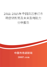 2011-2015年中国高压汞灯市场营销形势及未来盈利能力分析报告