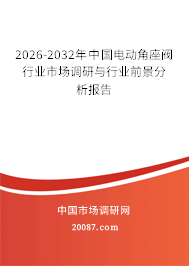 2026-2032年中国电动角座阀行业市场调研与行业前景分析报告 2026-2032年中国电动角座阀行业市场调研与行业前景分析报告