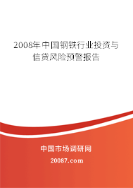 2008年中国钢铁行业投资与信贷风险预警报告