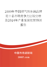 2009年中国燃气热水器品牌前十名市场竞争力比较分析及2014年产业发展前景预测报告