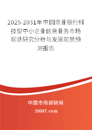 2025-2031年中国商业银行科技型中小企业信贷业务市场现状研究分析与发展前景预测报告