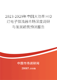 2023-2029年中国大功率HID灯电子镇流器市场深度调研与发展趋势预测报告