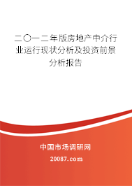 二〇一二年版房地产中介行业运行现状分析及投资前景分析报告